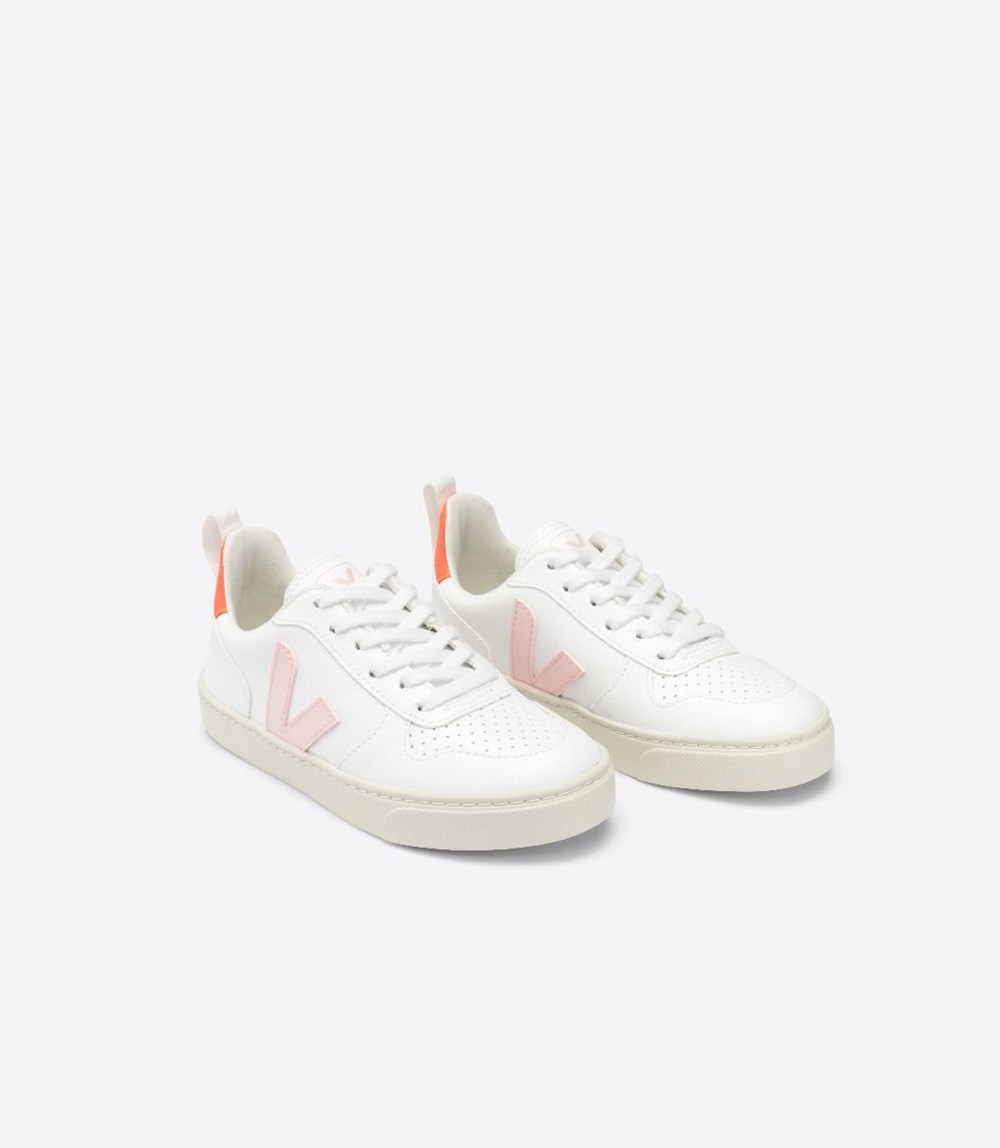 Tenis Veja Niños - V-10 Lace Cwl - Blancos/Naranjas - 134ENCGHJ